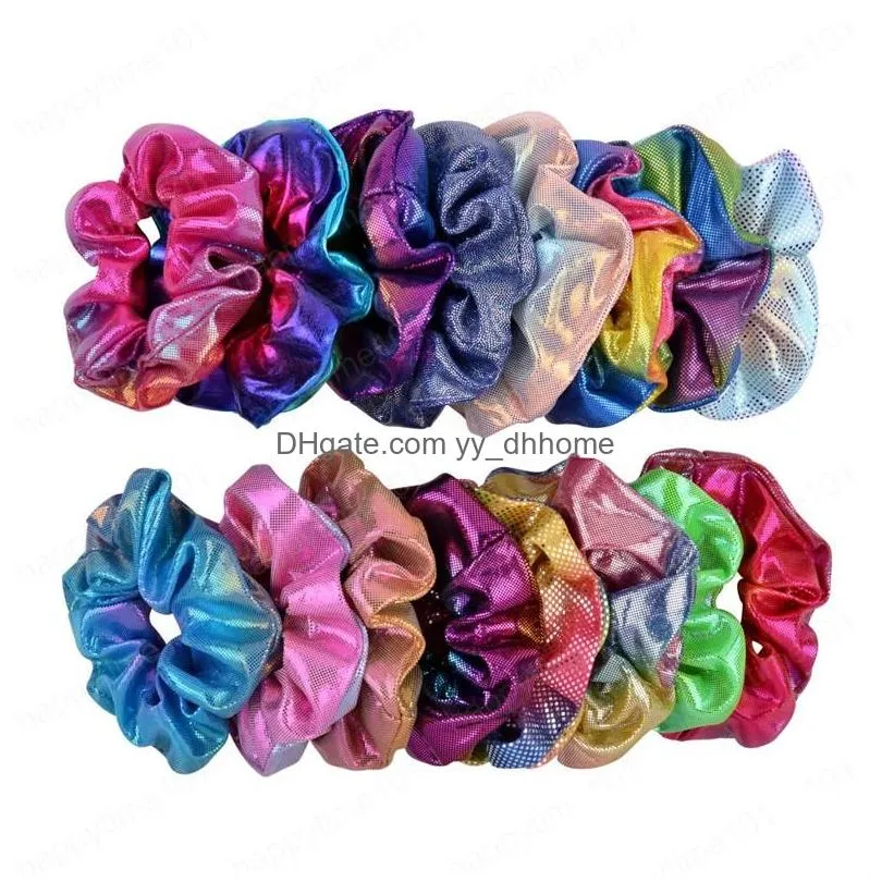 fashion korea elastic hair band scrunchies for girls women shiny colorfu hair ties ponytail holder hair rope accessories