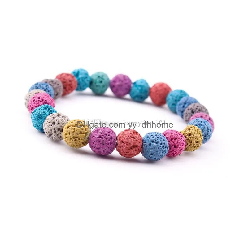 handmade diffuser jewelry 10mm colorful lava natural stone energy bracelets volcanic rock yoga bracelets prayer beads bracelet