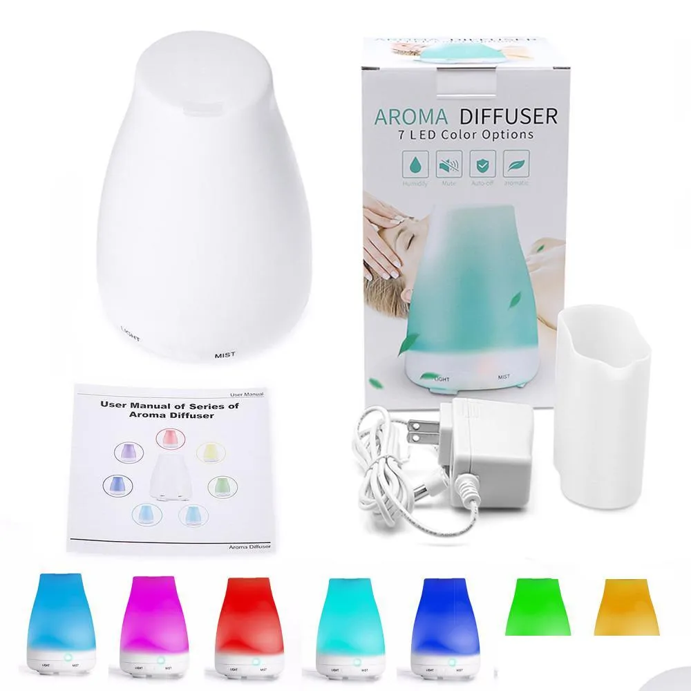 100ml essential oil diffuser humidifier aroma 7 color led night light ultrasonic cool mist  air aromatherapy