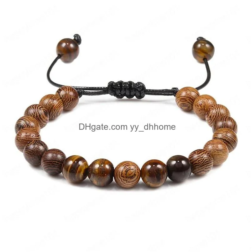 lava rock stone bracelets for men women braided rope adjustable tiger eye beads bracelet natural stone healing couple jewelry