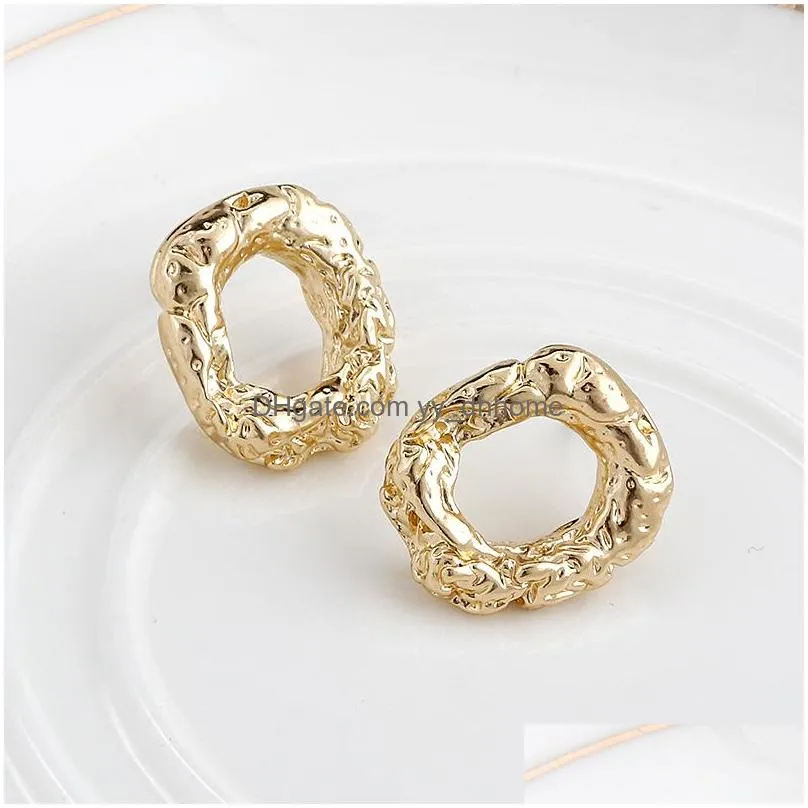 2020 simple gold color metal geometric square small stud earrings for women irregular exquisite earring party jewelry