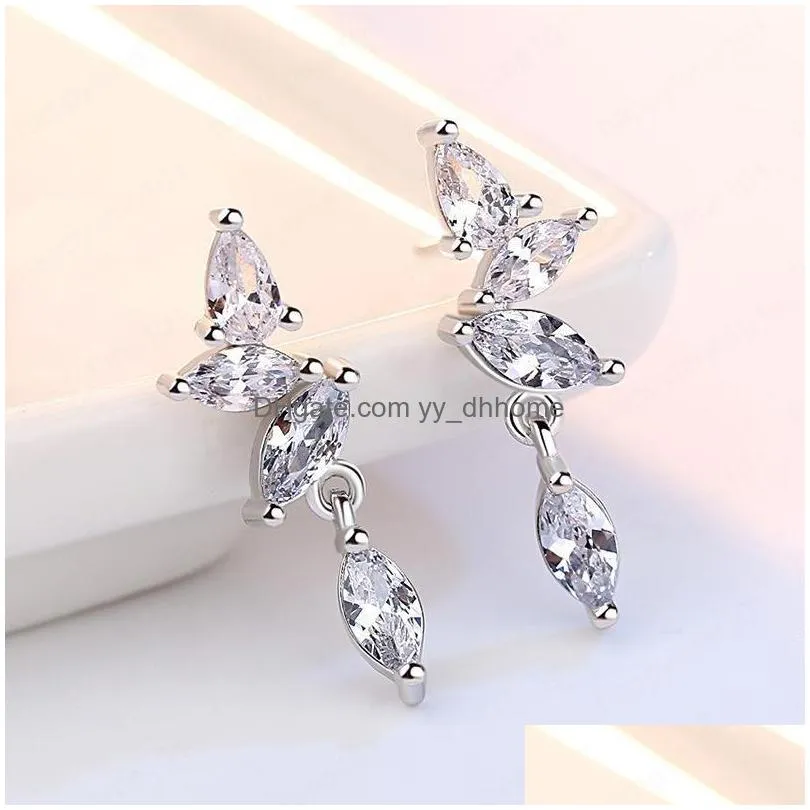 classic simple style 925 sterling silver leaves stud dangle earrings preety birthday gifts for sisters