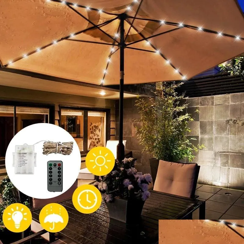led garden umbrella light outdoor waterproof ip65 string lights 8 modes lantern poles wedding christmas decor lamp