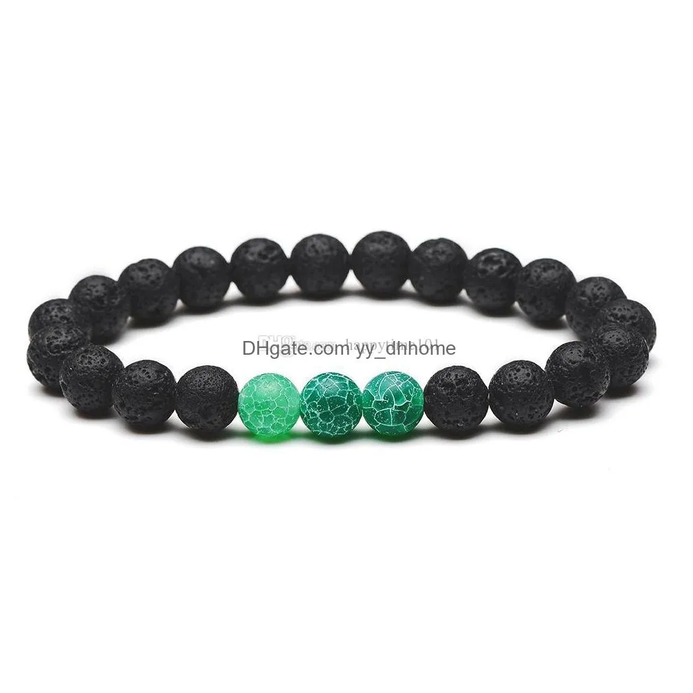 fashion weathering colorful agate 8mm black lava stone beads bracelet essential oil perfume diffuser bracelets yoga jewelry