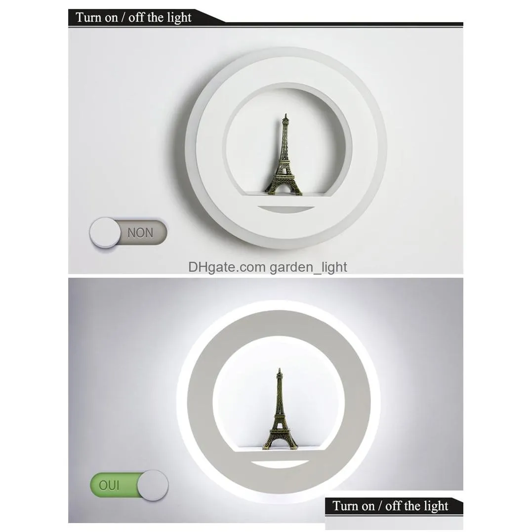 19w led wall light ac85265v wall mouted paris tower wall lamp acrylic round indoor decorative lamp for bedroom study foyer