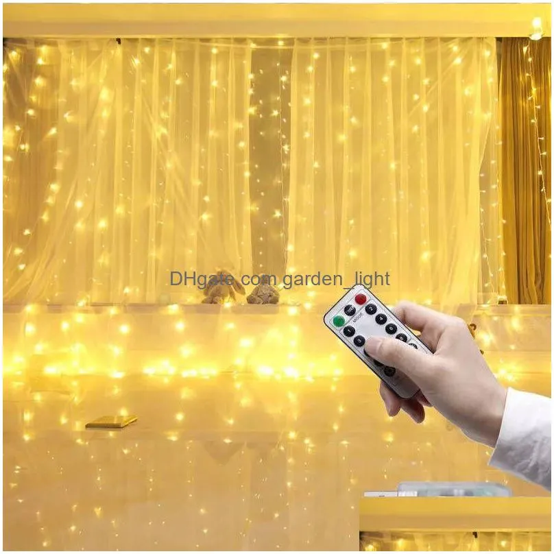 usb led string lights dc5v 3x3m 3x2m led window curtain lights remote control dimming copper wire christmas light wedding party