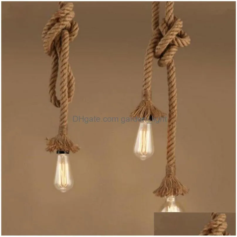 vintage rope chandelier e27 industrial loft rope led ceiling pendant lamp for interior cafe restaurant bar corridor decoration