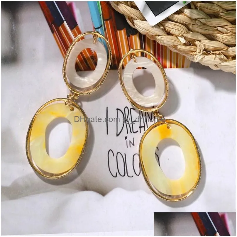 vintage big resin oval dangle earring for women fashion party gifts statement earrings jewelry bijoux accessory