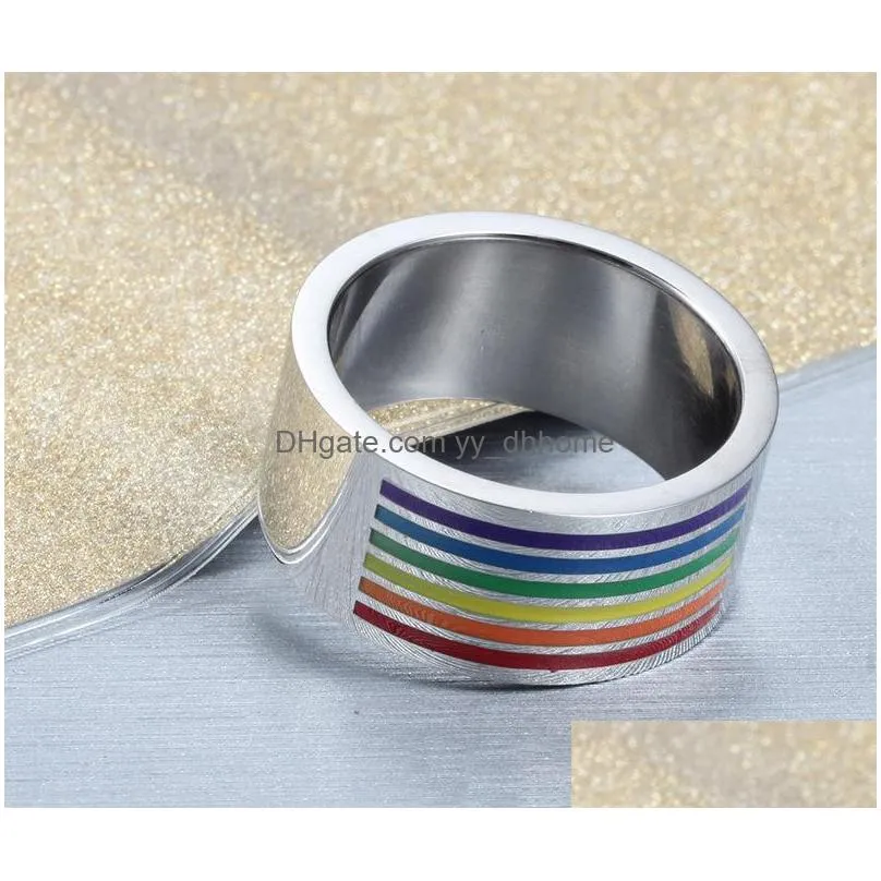 stainless steel sixcolor rainbow ring gay pride comrades ring les homosexual jewelry for women men valentines day