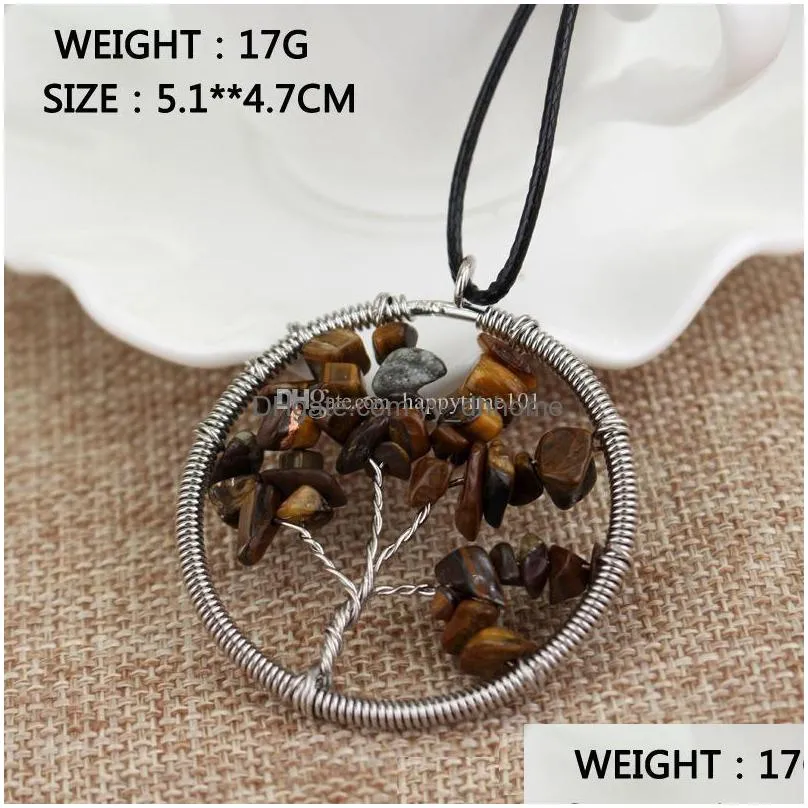 fahion natural crystal stone tree of life pendant necklace make a fortune life tree statement necklace