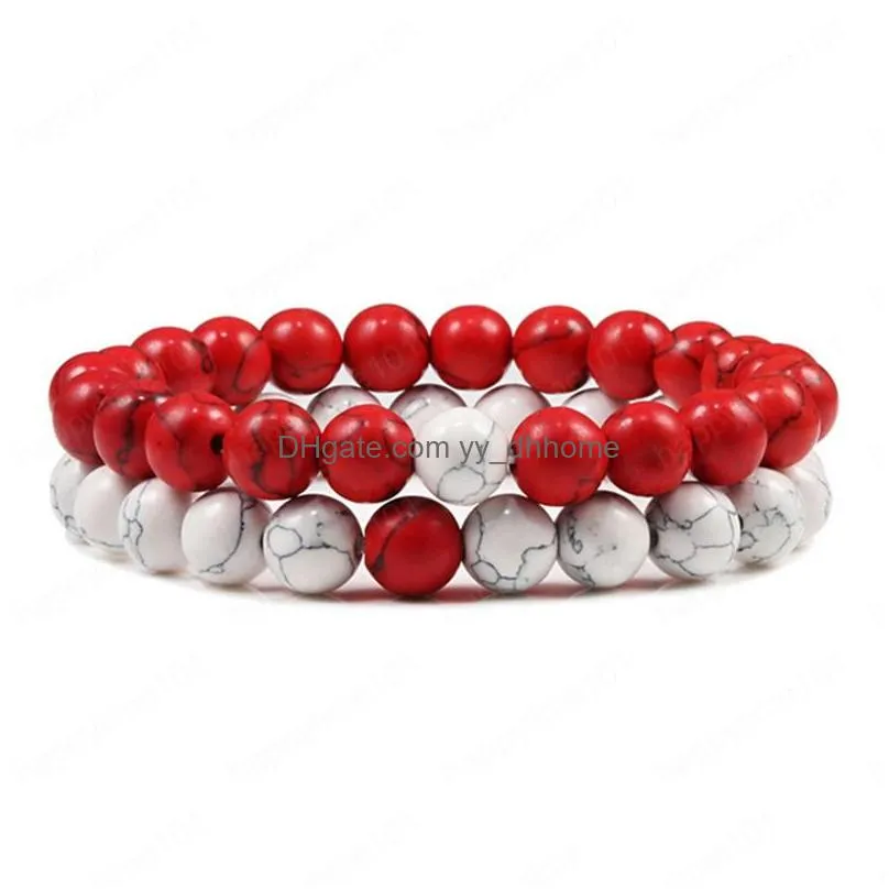 2pcs/set men tiger eye beads bracelets classic natural lava stone white and black yinyang couple bracelet for women