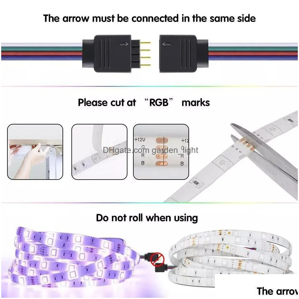 rgb led strip light smd5050 diode flexible ribbon 5m 10m led strip full set with music controller 20 keys remote 12v power adapter