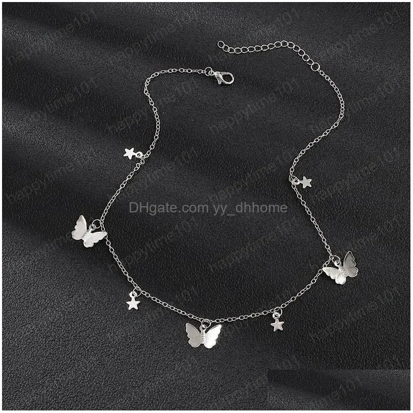 small animal butterfly stars chain necklaces for women gold silver color clavicle chain necklaces jewelry accessories