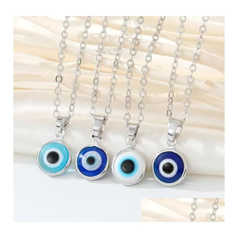 10mm evil eyes pendant necklaceturkish eye pu chains necklaces clavicel chains for women jewelry