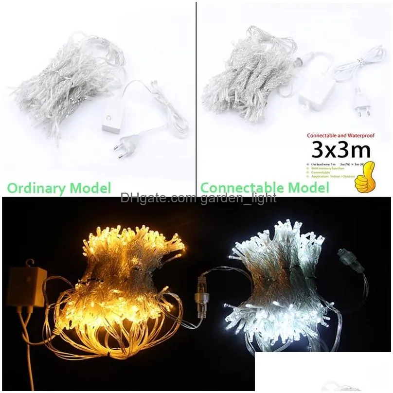 icicle led curtain string light 3x1/3x2/3x3/2x2 christmas fairy lights garland outdoor home for wedding party garden decoration