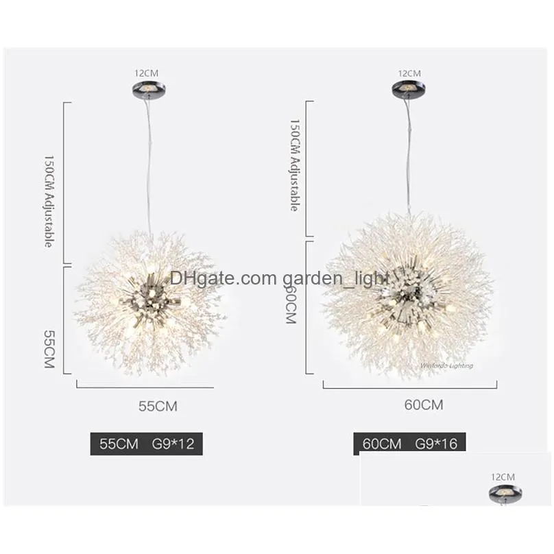 modern dandelion chandelier lamp crystal ceiling lights globe ball firework pendant lighting for dining bedroom living room decoration