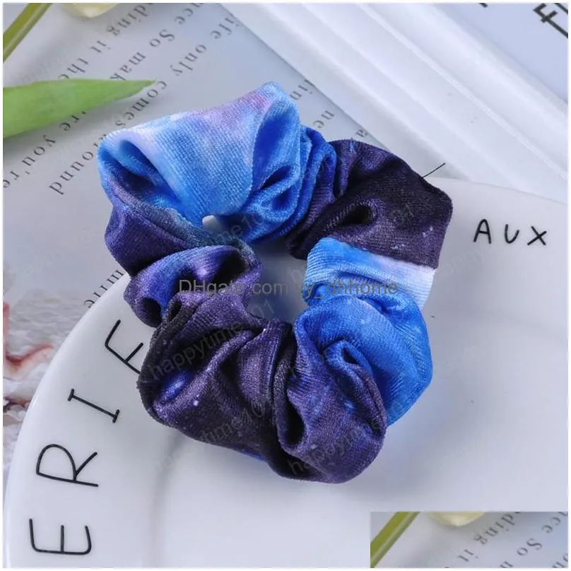 fashion velvet round stary sky scrunchies elastic hair bands hair gum for women girls rubber band ring hair accessoreis headwear