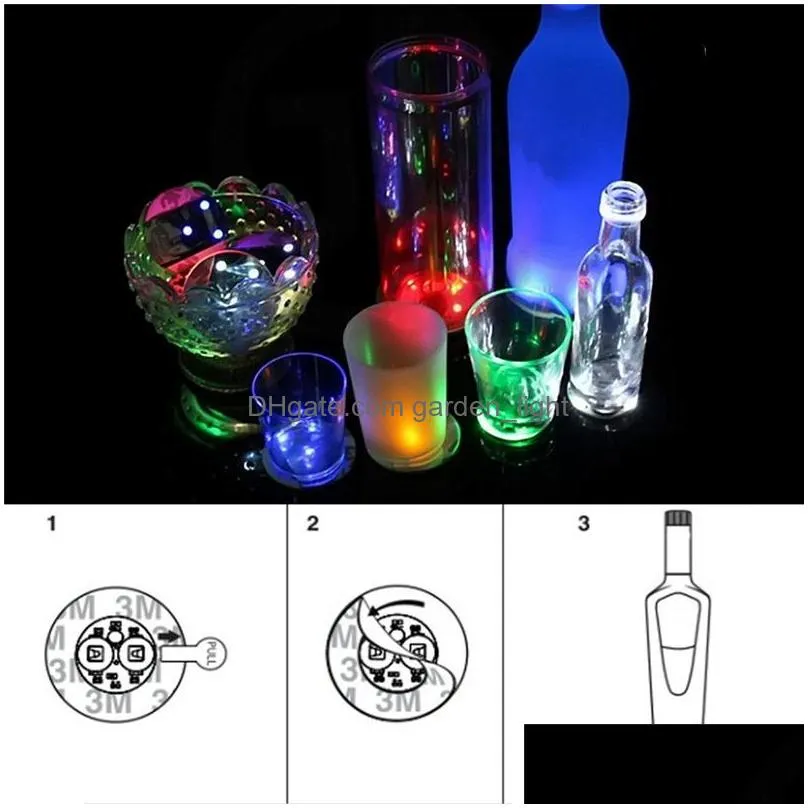 6cm led bottle stickers coasters light 4leds  sticker flashing led lights for holiday party bar home party use