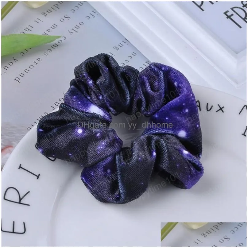 fashion velvet round stary sky scrunchies elastic hair bands hair gum for women girls rubber band ring hair accessoreis headwear