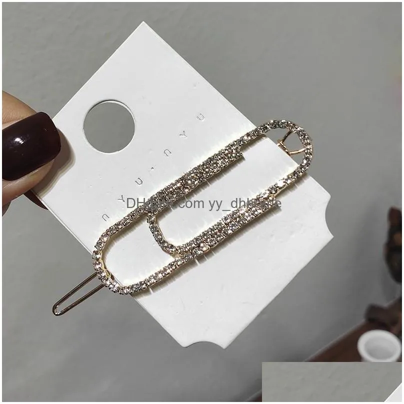 diamondencrusted fashionable hairpin alloy hairclip simple allmatch girl pins barrette bangs clip headwear styling accessories