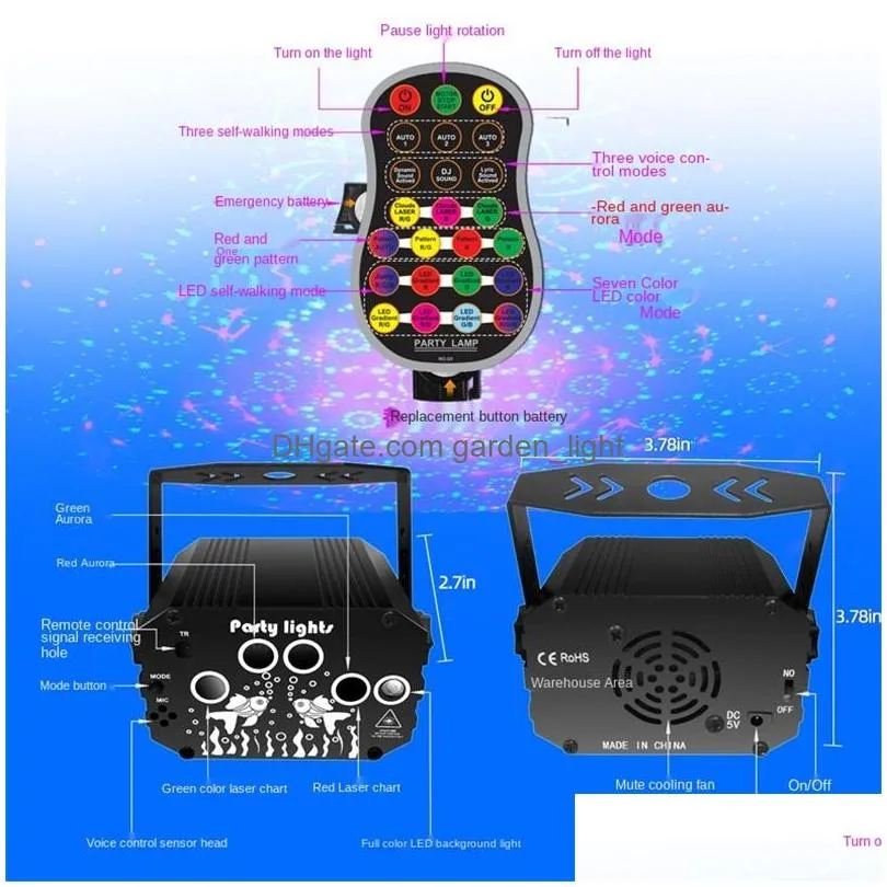 3 in 1 led laser lighting projector aurora dream pattern rgb disco light usb power remote control dj party lamp for stage wedding birthday