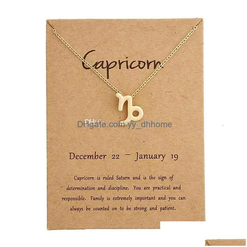 designer the zodiac sign necklace with card women pendant necklaces womens pendants choker luxury hip hop jewelry valentine day