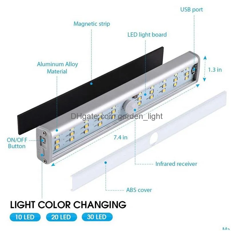 30 led rechargeable closet light dimmable wireless motion sensor led under cabinet lighting for stair hallway cupboard wardrobe closet