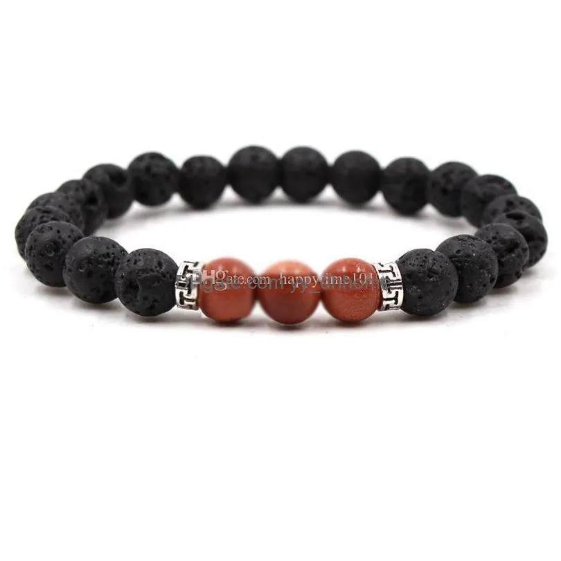 fashion natural black lava stone turquoise tigers eye bracelet aromatherapy  oil diffuser bracelet for women men