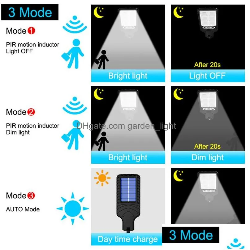 outdoor solar wall lights cob led street lamp with remote control 3 light mode waterproof motion sensor security lighting for garden patio path