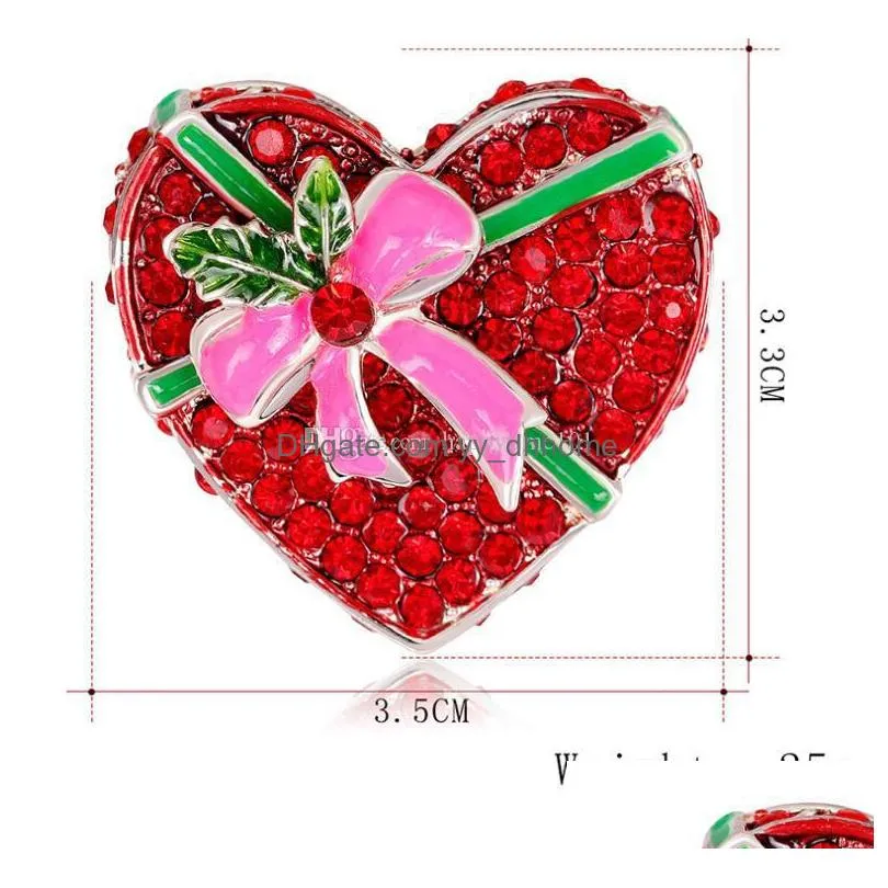 2019 style european and american style crystal bowknot heart christmas pins brooch for women