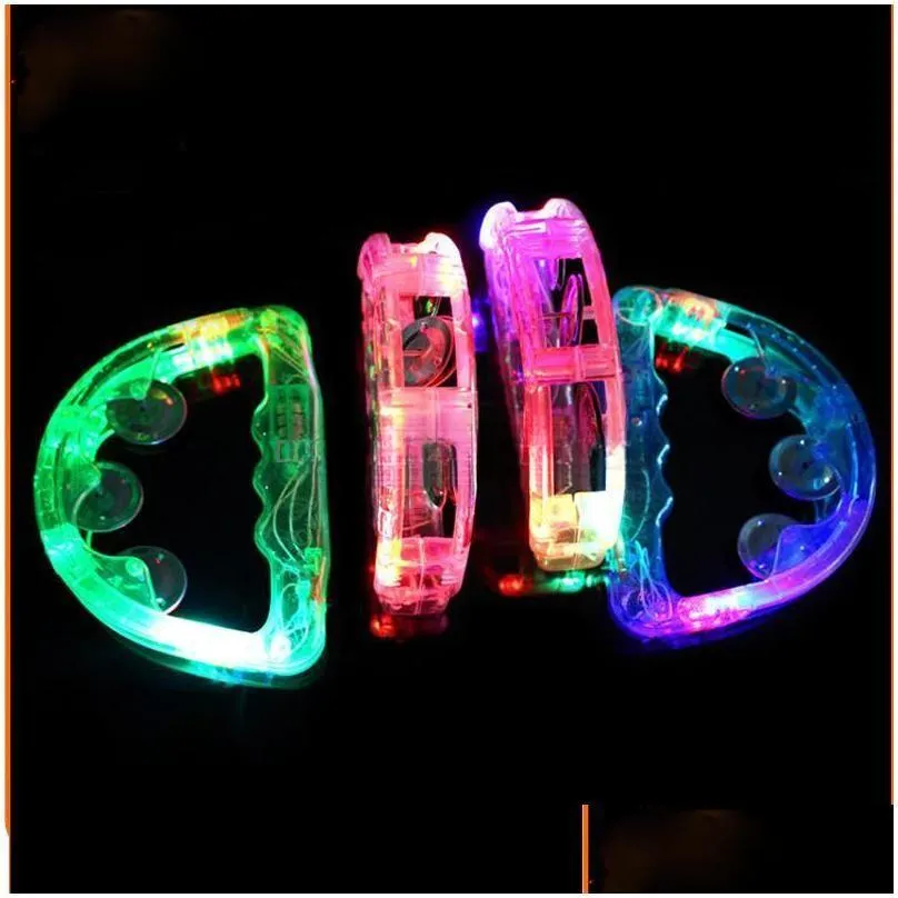 led flashing tambourine rattle hand bell kids light up luminous toy ktv bar decoration glow led lights party supplies