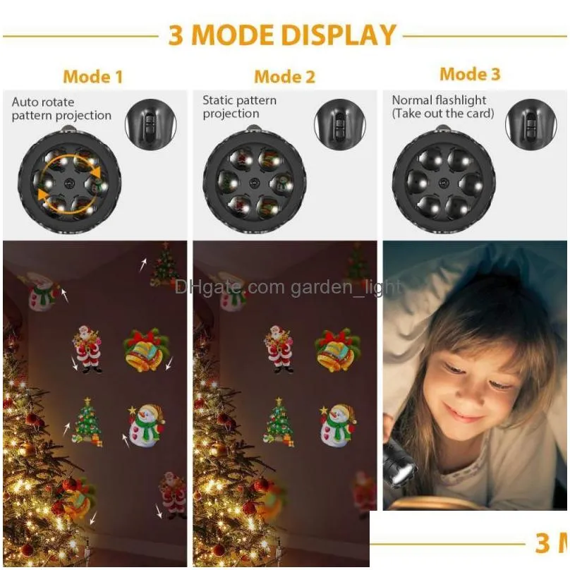 halloween christmas projector lamp holiday party led stage light snowflake landscape 12 pattern card flashlight for decoration