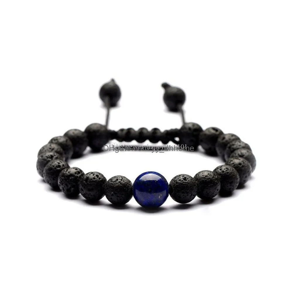 natural agate 8mm black lava stone bracelet diy aromatherapy  oil diffuser bracelet woven elastic bracelets jewelry men women
