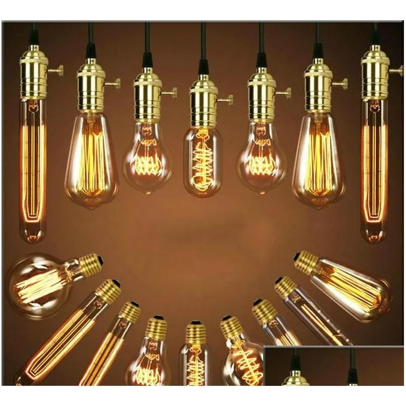 retro edison light bulb e27 110v 220v 40w st64 a19 t10 t45 t185 filament vintage ampoule incandescent bulb edison lamp