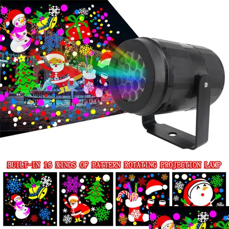 16 patterns christmas lights rotating led effects laser projector light snowflake elk projection lamp night stage indoor outdoor