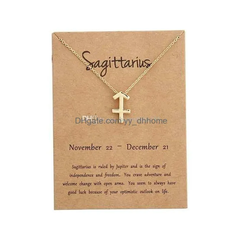 designer the zodiac sign necklace with card women pendant necklaces womens pendants choker luxury hip hop jewelry valentine day