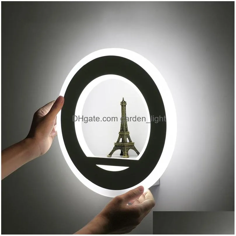 19w led wall light ac85265v wall mouted paris tower wall lamp acrylic round indoor decorative lamp for bedroom study foyer