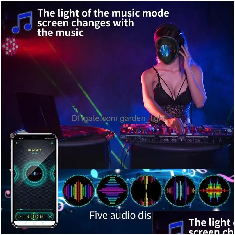 halloween novelty lighting full color led face changing glowing mask app control diy 115 patterns shining masks for ball festival dj party
