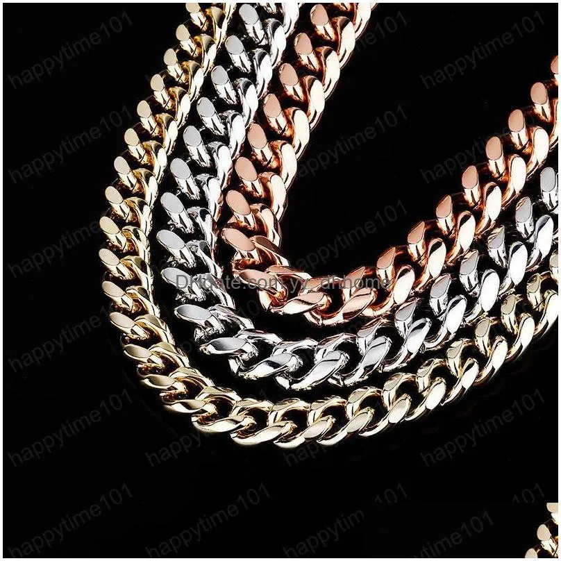 3 gold colors for options 10mm 18/22inch cz lock cuban chain necklace for men women trendy jewelry
