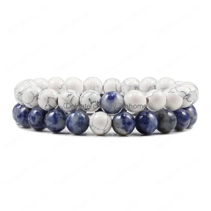 2pcs/set men tiger eye beads bracelets classic natural lava stone white and black yinyang couple bracelet for women