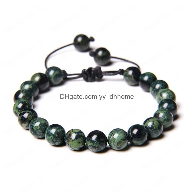 natural stone braided bracelet green turquoises beads adjustable rope bracelets for male female creative gift