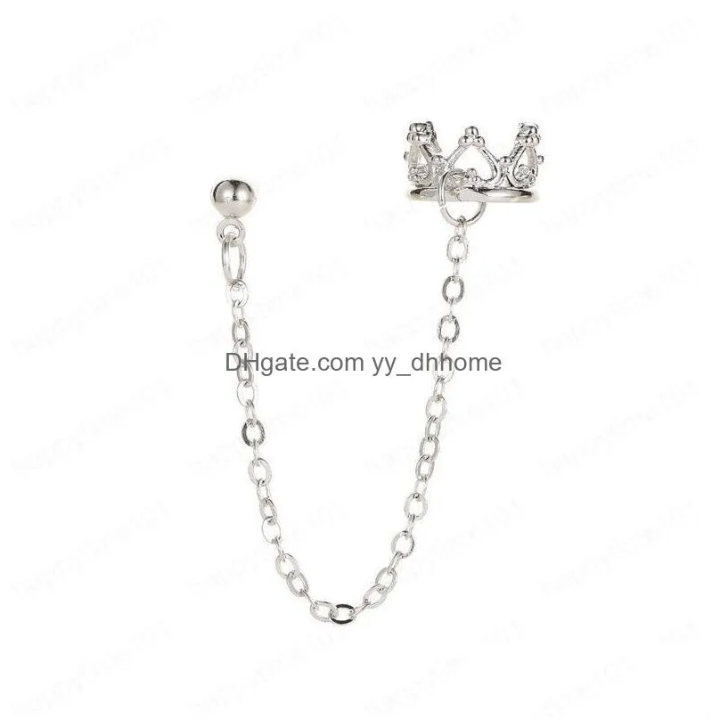  fashion jewelry single piece chain earring crown long tassel earrings