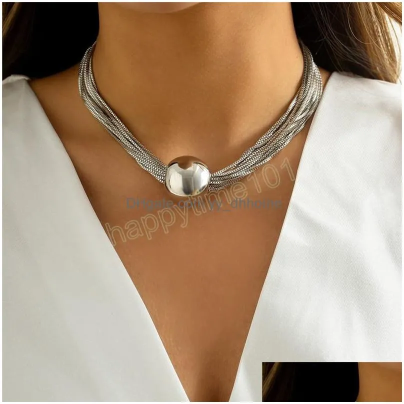 twisted chunky chain necklace for women vintage big ball pendant choker clavicle link jewelry