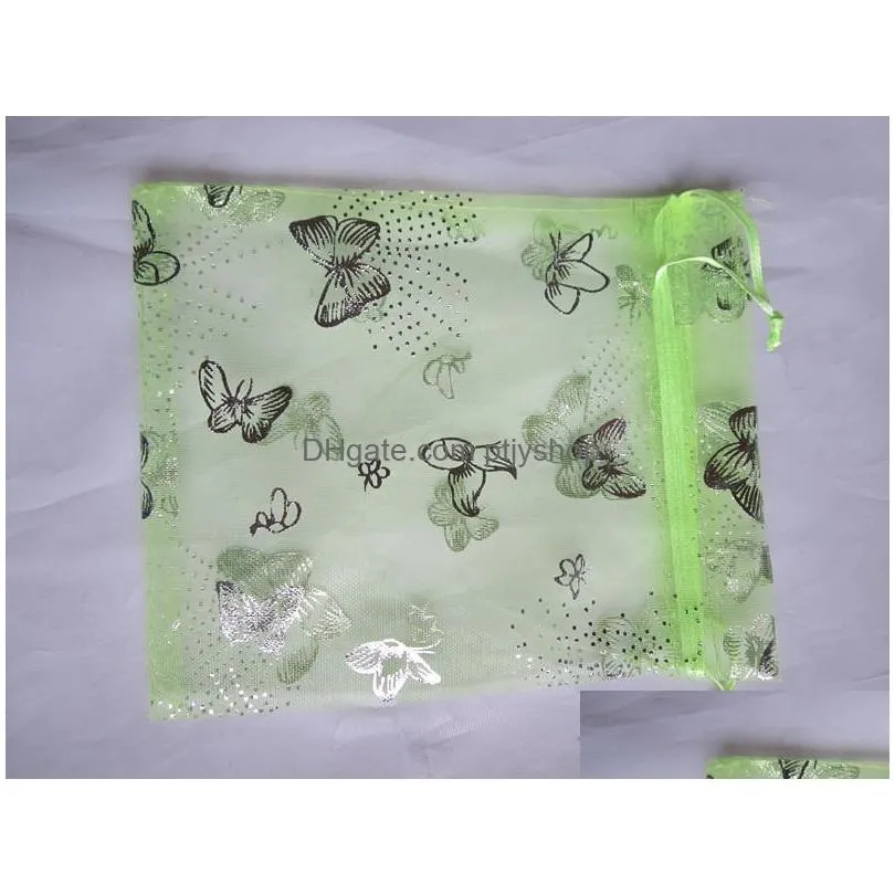  sell silver butterfly organza wedding gift bag christmas jewelry packing bag 200pcs mixed colors