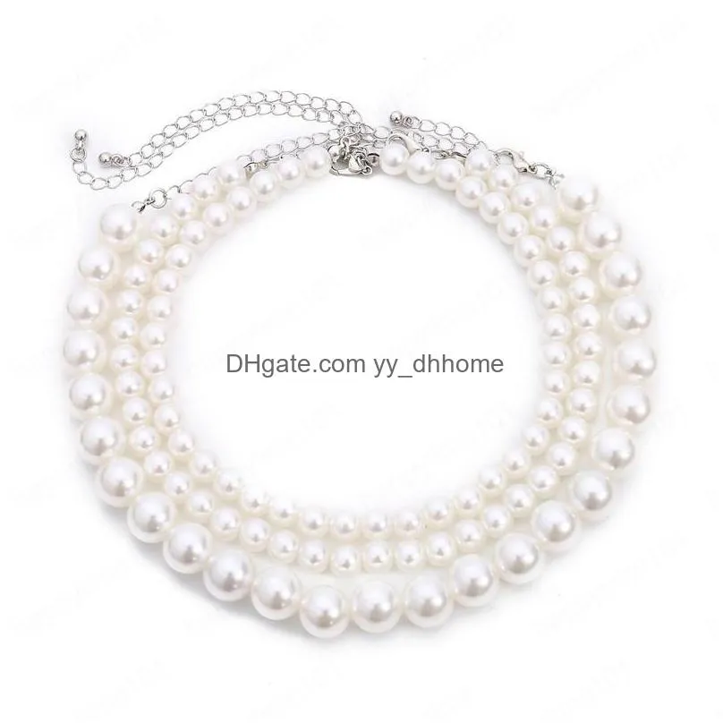 bohemian multi layer beaded necklaces imitation pearl chokers for ladies dinner party wear necklace ornaments