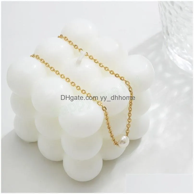 simple small imitation pearl pendant choker necklace women wedding bridal elegant clavicle chain aesthetic jewelry