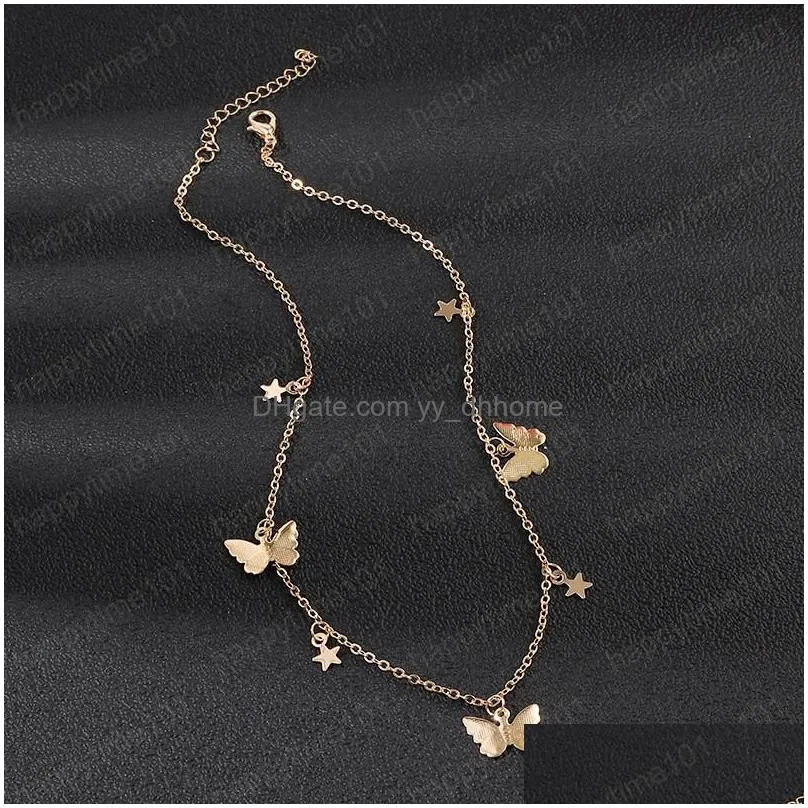 small animal butterfly stars chain necklaces for women gold silver color clavicle chain necklaces jewelry accessories