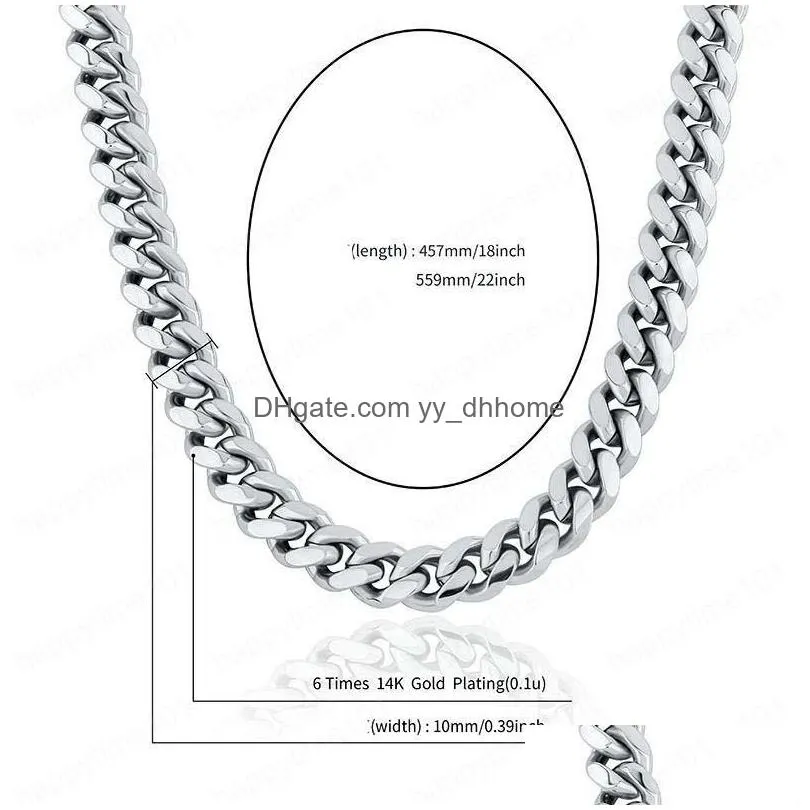 3 gold colors for options 10mm 18/22inch cz lock cuban chain necklace for men women trendy jewelry