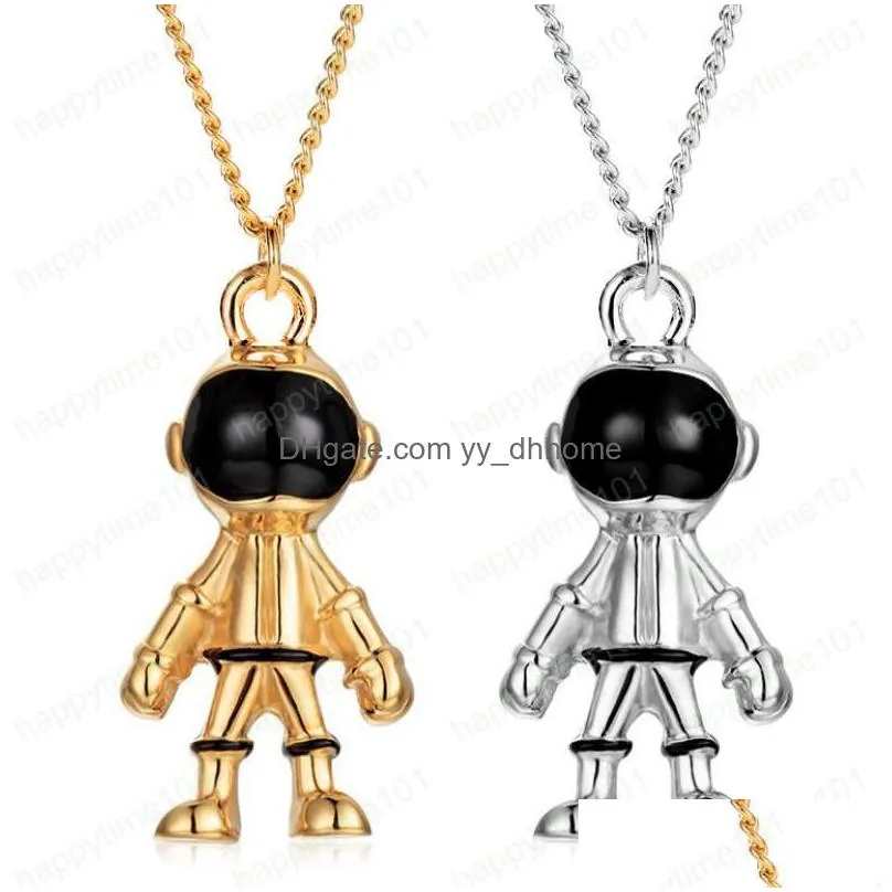 hip hop metal spaceman pendant personality sweater pendant necklace for men and women lover party