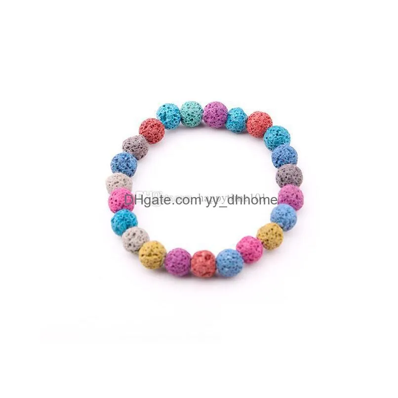 handmade diffuser jewelry 10mm colorful lava natural stone energy bracelets volcanic rock yoga bracelets prayer beads bracelet